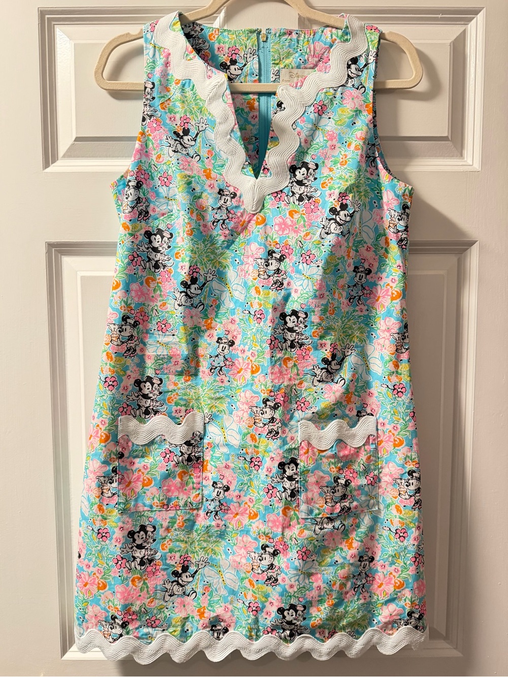 Lilly Pulitzer Girls Aqua Floral Minnie Mouse Shift Dress